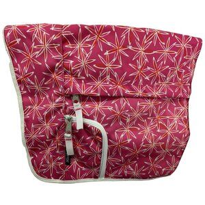 Jansport Messenger Bag Pink Canvas Floral Daisies Laptop Adjustable Strap Pocket